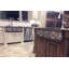 33" Hammered Copper Apron Front Single Basin Kitchen Sink w/ Scroll Design and Nickel Background