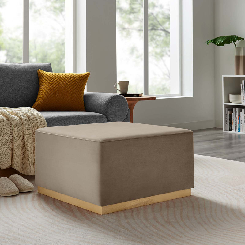 Modway Tilden Upholstered Ottoman, Taupe Velvet