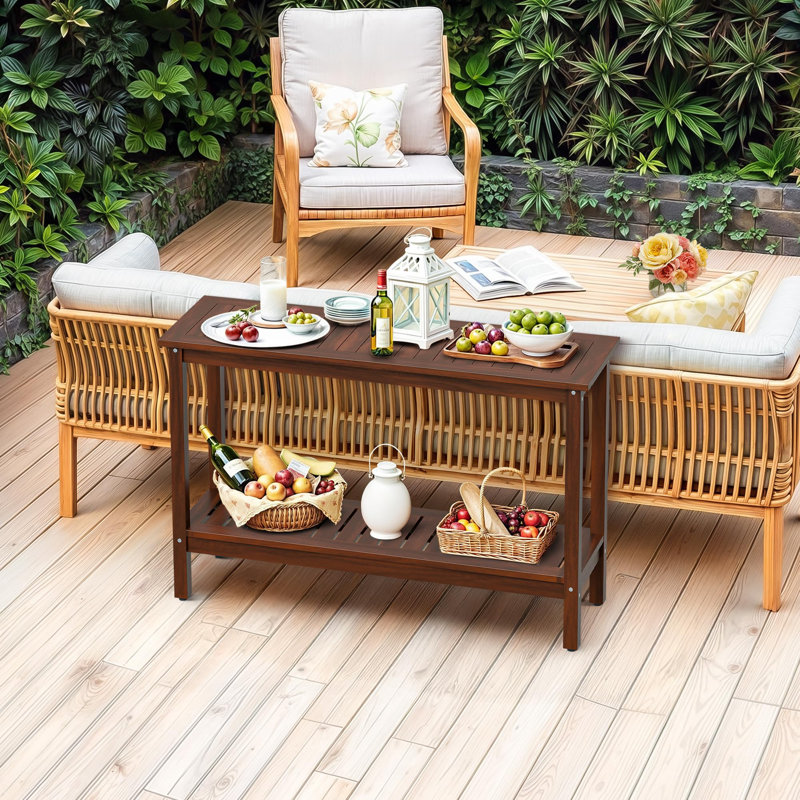 All-Weather Patio Bar Table Entry Console Table, Espresso