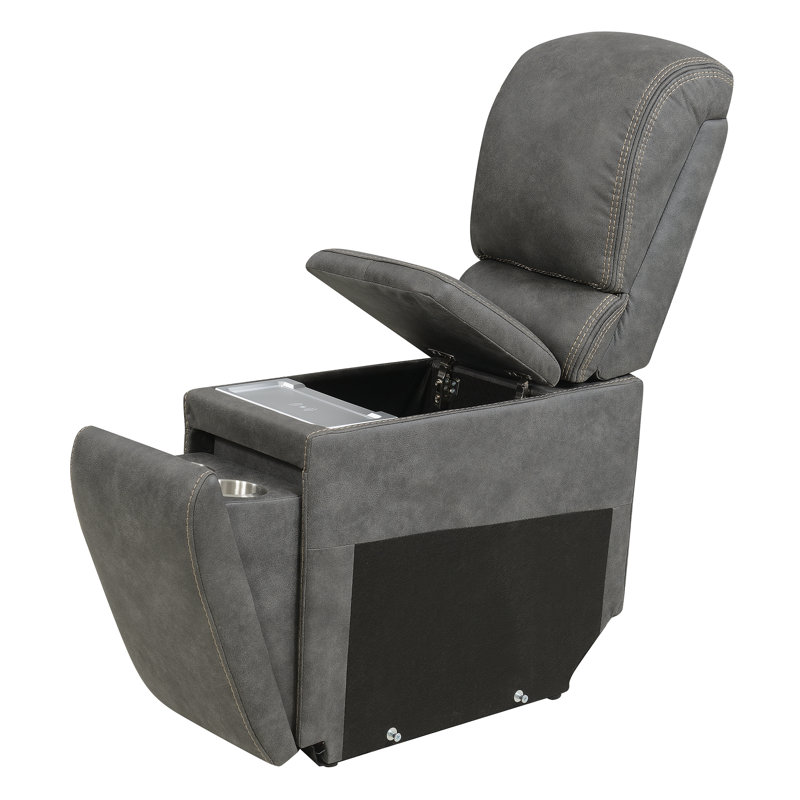 Alaattin 106" Wide Power Recliner Sectional With Storage & Cupholder On Each Arm & Wireless Charger Tray & Hidden Cupholder In The Console (including 3 Power Recliners)