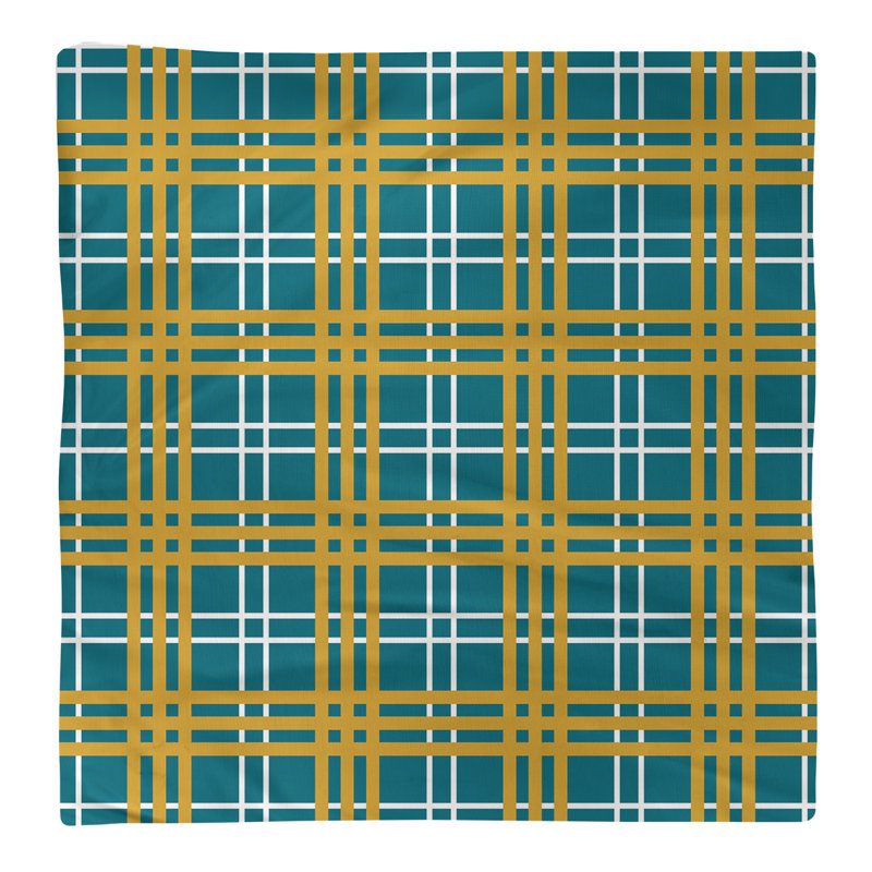 Plaid Square Napkin, Teal/White/Gold, 10" x 10", Polyester