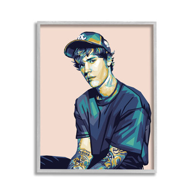 Justin with Peach Hues Framed Giclee Art by Birch&Ink