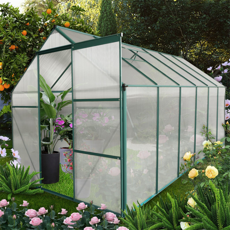 Base surélevée en polycarbonate pour serre, Vert, H 7,87 po x l 75,39 po x P 7,09 po