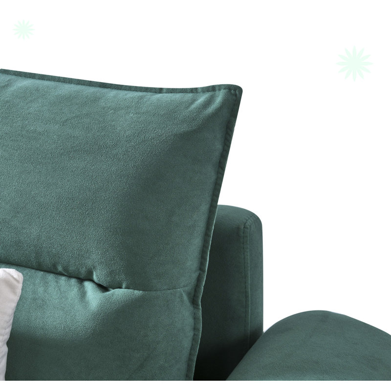 Causeuse en cuir véritable 72,4 po Brendon, Velours vert