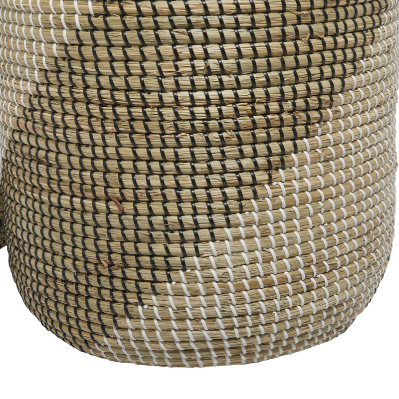 Handwoven Seagrass Round Storage Baskets with Lids, Set of 2