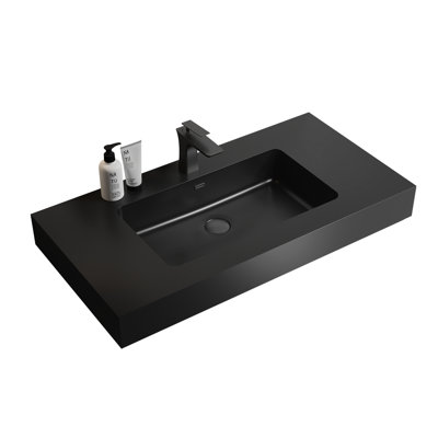 Modern Matte Black Integrated Basin - Enhancing Bathroom Appeal Quartz Updating Bathrooms