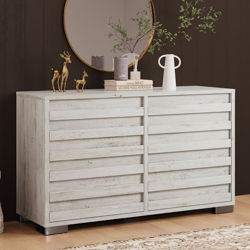 Commode 6 tiroirs Farmhouse, Blanc vieilli