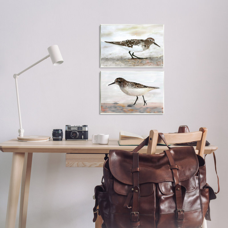 «Sandpipers on Coast Nautical Beach», ensemble de 2 plaques murales par Stellar Design Studio, H 13 po x l 19 po
