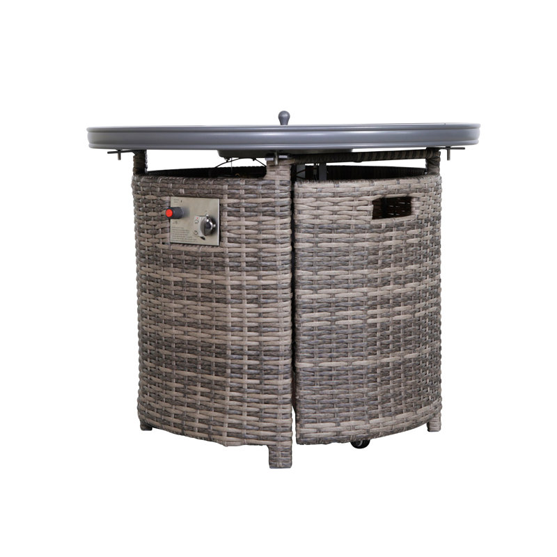 32" Round Fire Pit Table In Mixed Gray