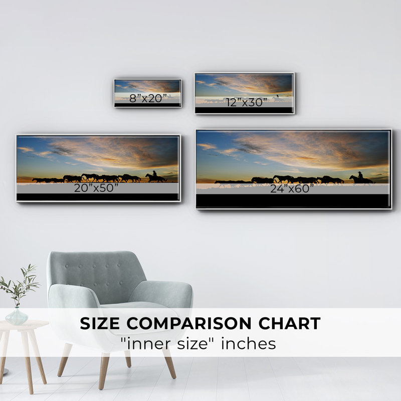 Sunlit Horses V- Framed Canvas, 24" H x 60" W