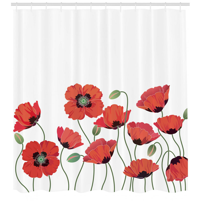 Rideau de douche simple Natural Poppy Garden, H 69 po x l 105 po