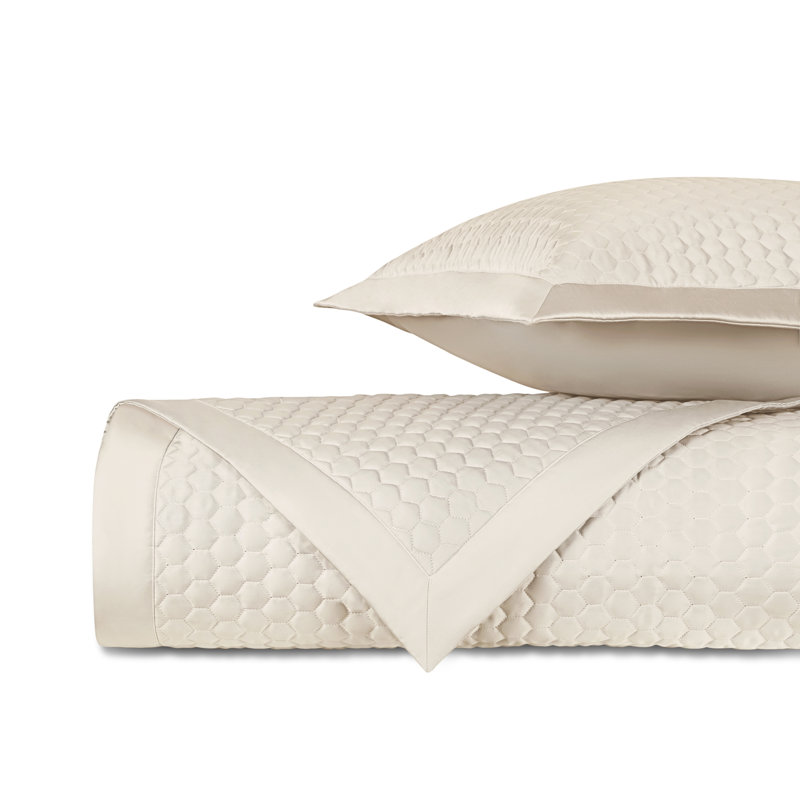 Apiary Quilted Sateen Coverlet Set, King Coverlet + 2 Shams, Slate Blue