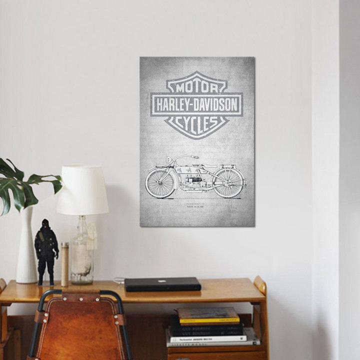 «Harley-Davidson Motorcycles I», impression sur toile, H 18 po x l 12 po x P 1,5 po, Toile tendue, Pas de tapis
