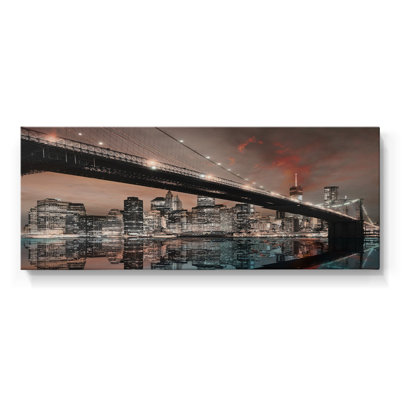 Toile tendue avec châssis NYC Reflection - prêt à être accroché, H 20 po x l 50 po