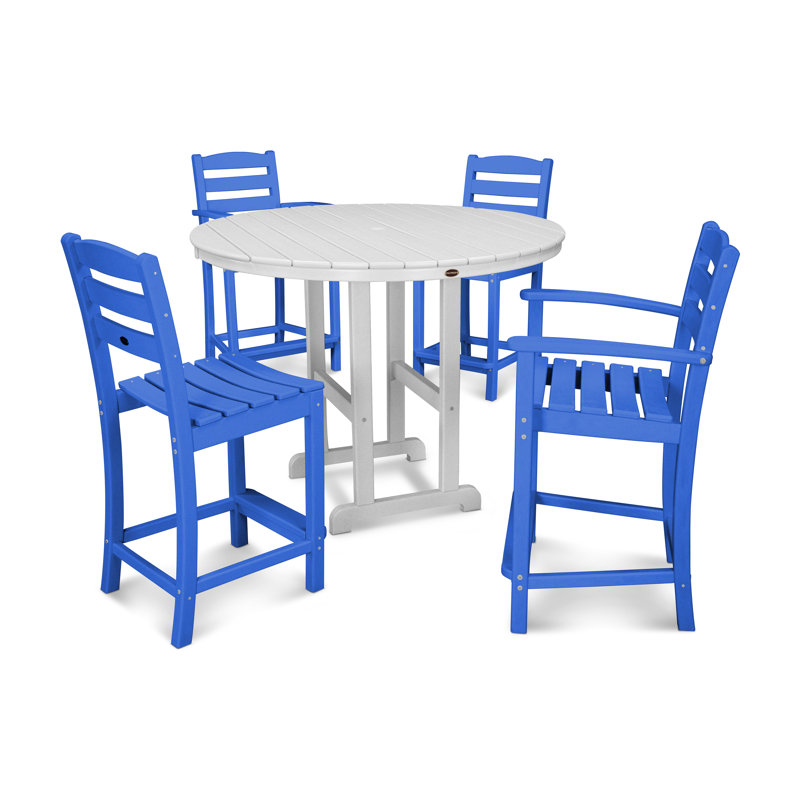 Ensemble repas 5 pièces POLYWOOD La Casa Café, Bleu pacifique / Blanc