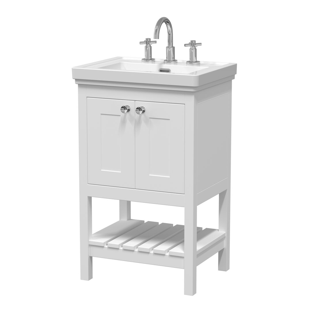 Bexley 500mm Free Standing Single Bathroom Vanity with Fireclay Top