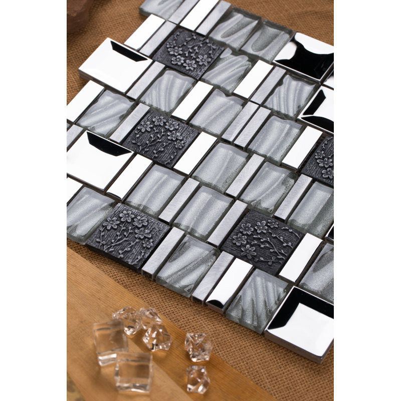 Vitray Random Sized Metal Mosaic Wall & Floor Tile, Silver
