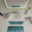 Meuble-lavabo 30 po rayé aigue-marine avec lavabo en céramique, meuble-lavabo autoportant pour salle de bain moderne, pré-assemblé-1360845717
