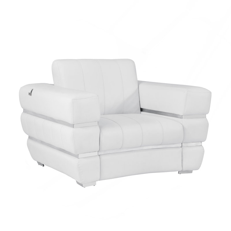 Chaise en cuir fleur, Blanc