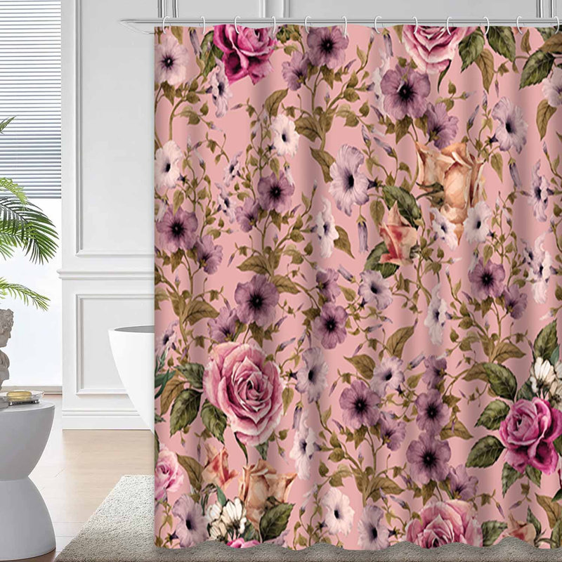 Floral, roses, aquarelle, fleur, rose, abstrait, botanique, rétro, accent, 12, crochets, L 72 po x l 78 po