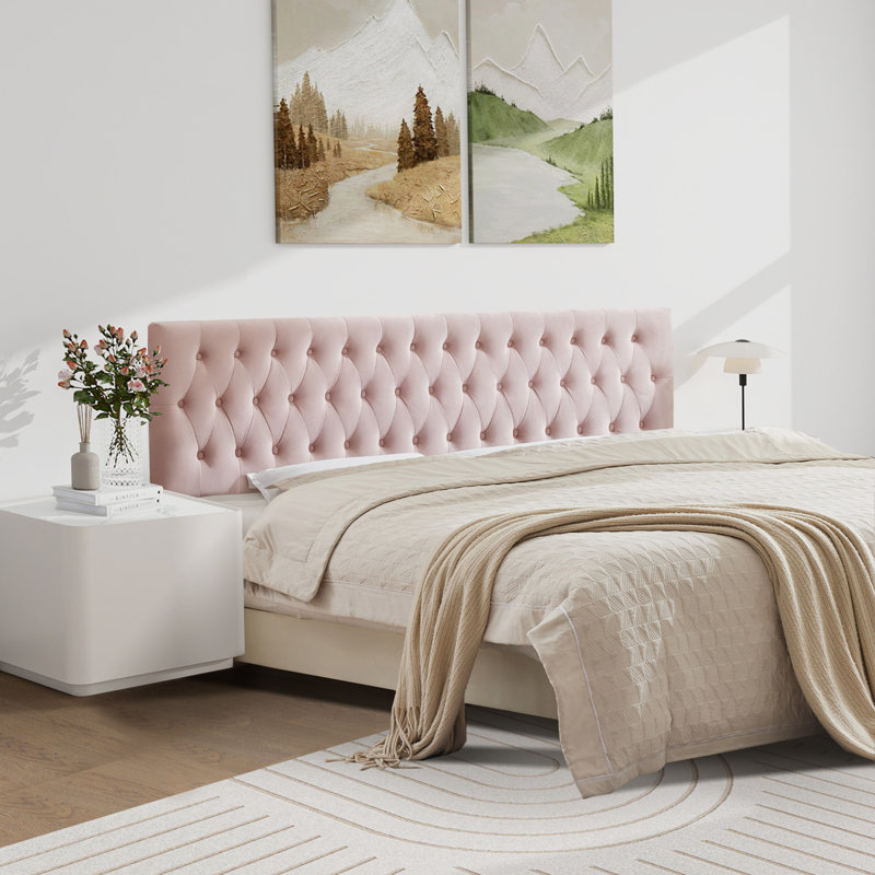 Tête de lit tapissier Aveigha, Grand, Pink Velvet