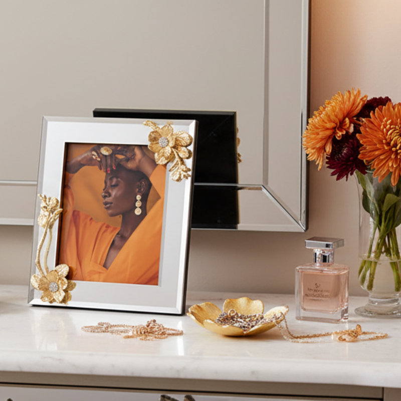 Botanica Glass Picture Frame, 5" x 7", Rose Gold
