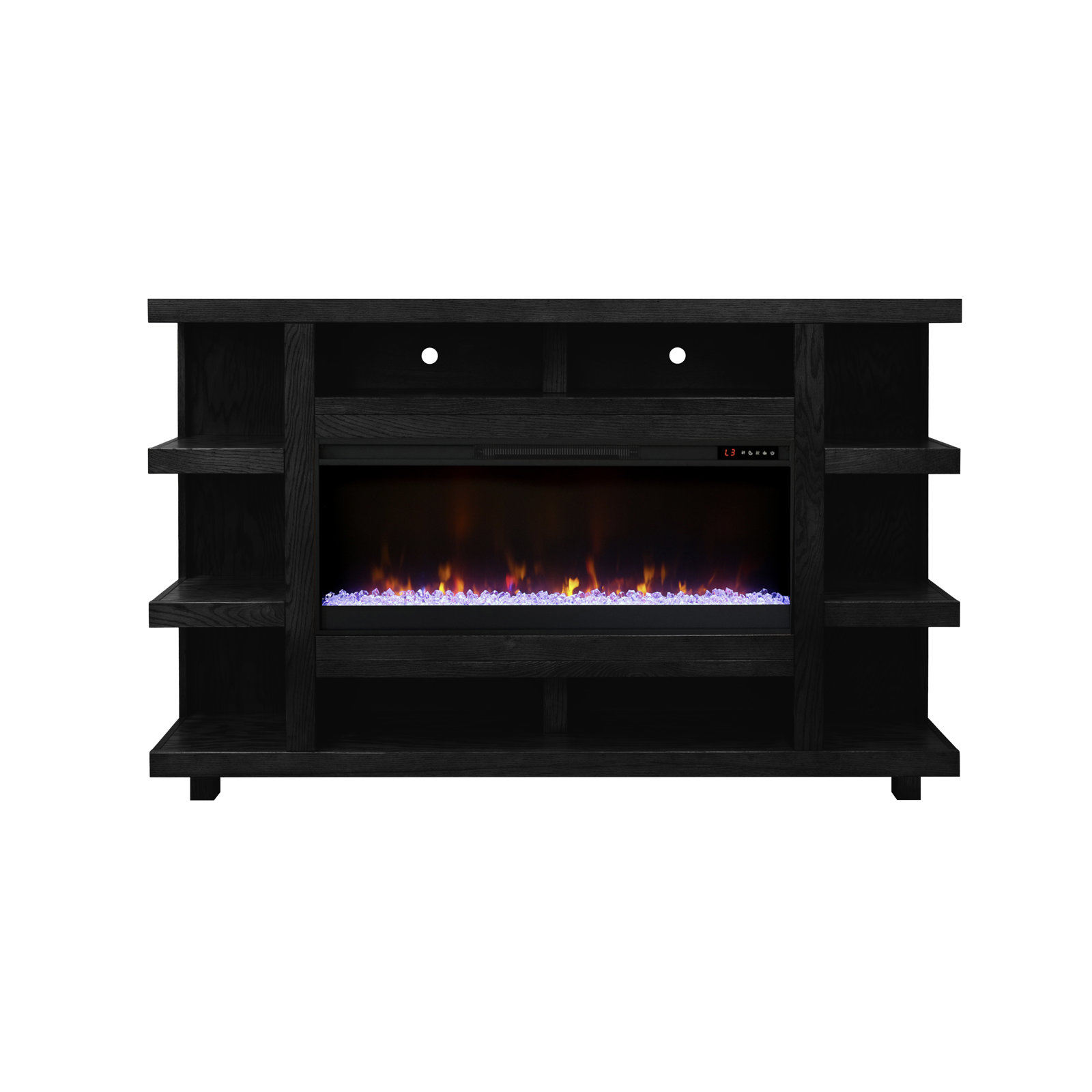 Solid Wood 72" Electric Fireplance with Mantel, No Assembly Required, Black