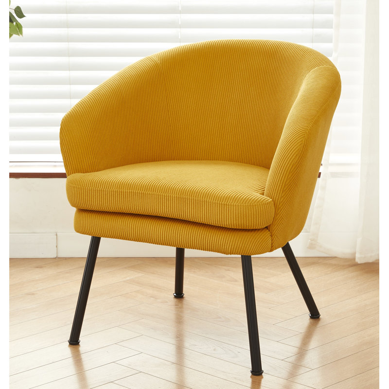 30.12'' Height corduroy armchair, Yellow Corduroy
