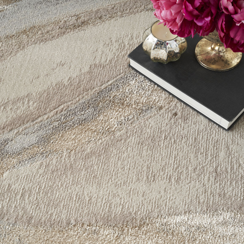 Cianne Abstract Machine Woven Polypropylene/Polyester Area Rug in Beige, Rectangle 7' x 10'