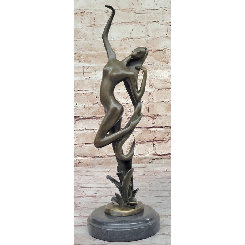 Statue abstraite de danseuse nue qui atteint la sculpture en bronze dansant vers le haut