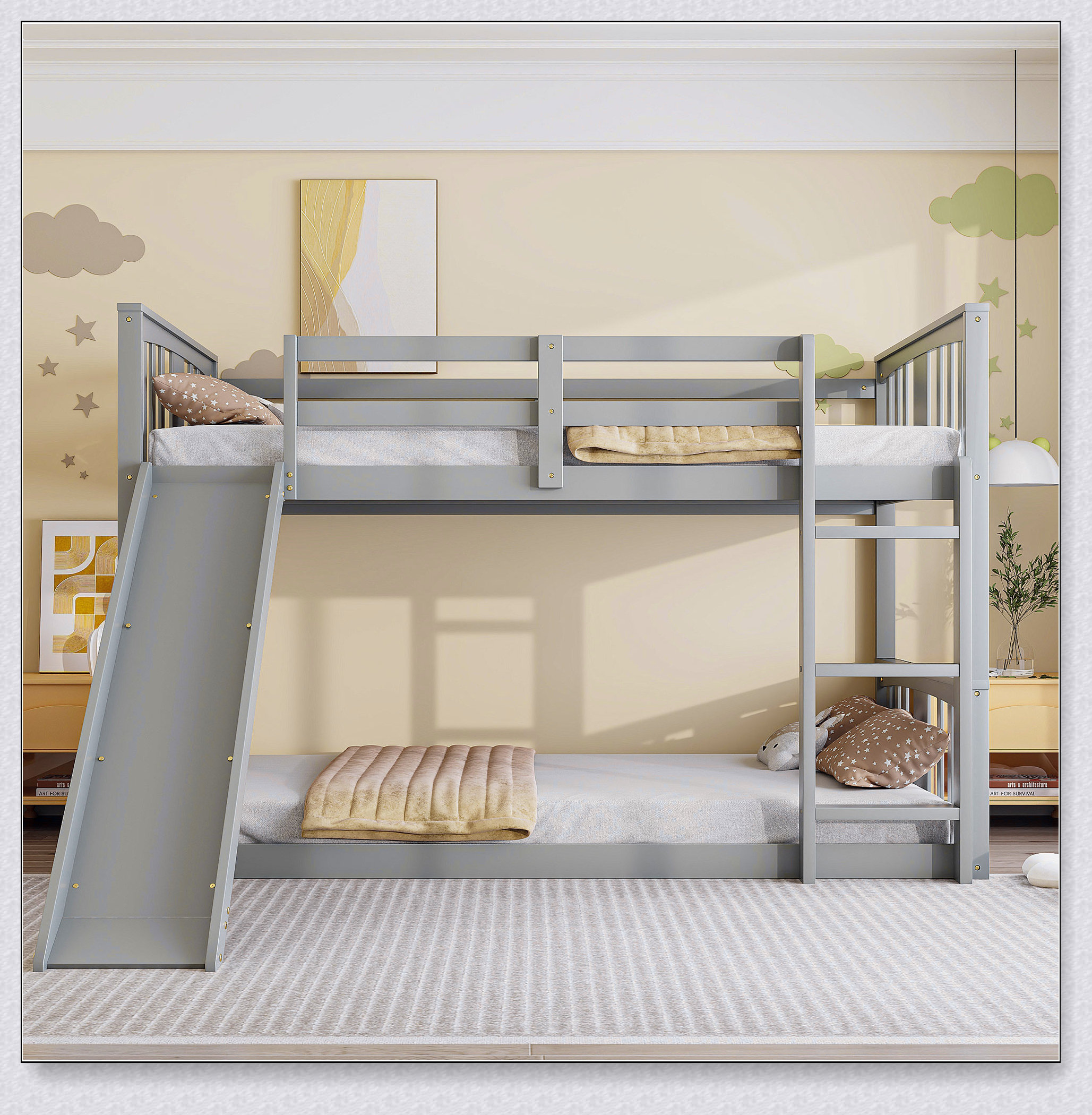 Latitude Run® Twin Over Twin Bunk Bed With Slide And Ladder - Wayfair ...