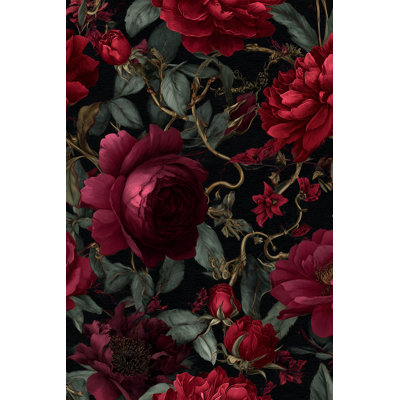Vintage Floral Wallpaper Dark Traditional Decorative Mural