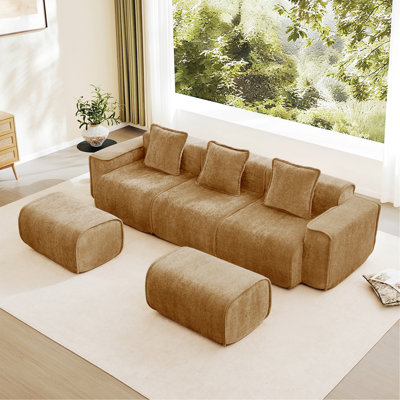 Modular U-Shape Sectional Sofa With Movable Ottomans