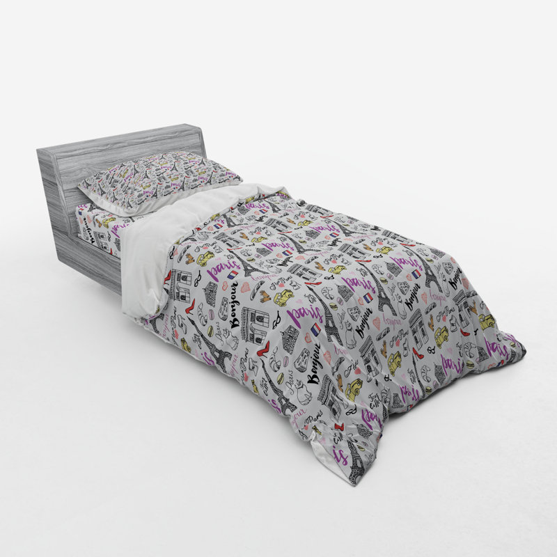 Paris Eclectic Polyester Duvet Cover, Twin XL Duvet Cover + 2 Additional Pieces