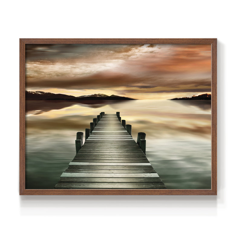 Sunset Jetty -Framed Print - Restickable, Walnut, 22" H x 28" W