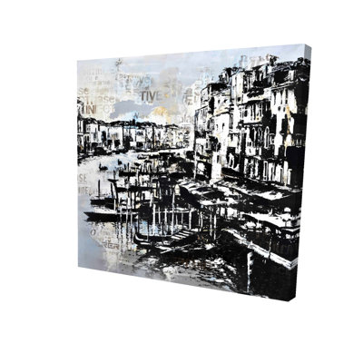Abstract Venise Port - Blue Contemporary Bedroom Canvas Decor