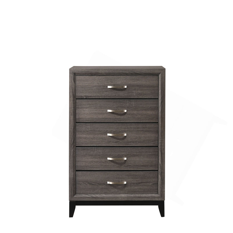 Mobilier de chambre contemporain à 1 commode 5 tiroirs 1 chambre, Gris