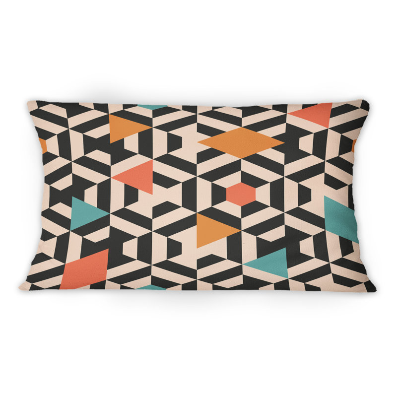 Coussin décoratif multicolore à motif géométrique rétro II