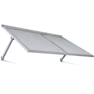 Auvent en métal 5,6 en blanc, extérieur en aluminium léger avec finition thermolaquée solide contemporaine, solin à charnière continue, pré-conçu pour une utilisation extérieure, attaches en acier inoxydable,