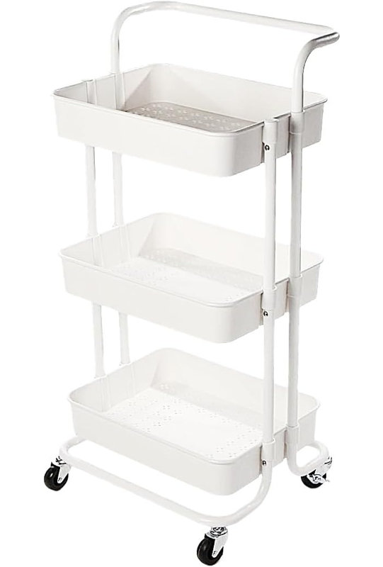 86cm H x 42cm W Utility Cart with Wheels, White