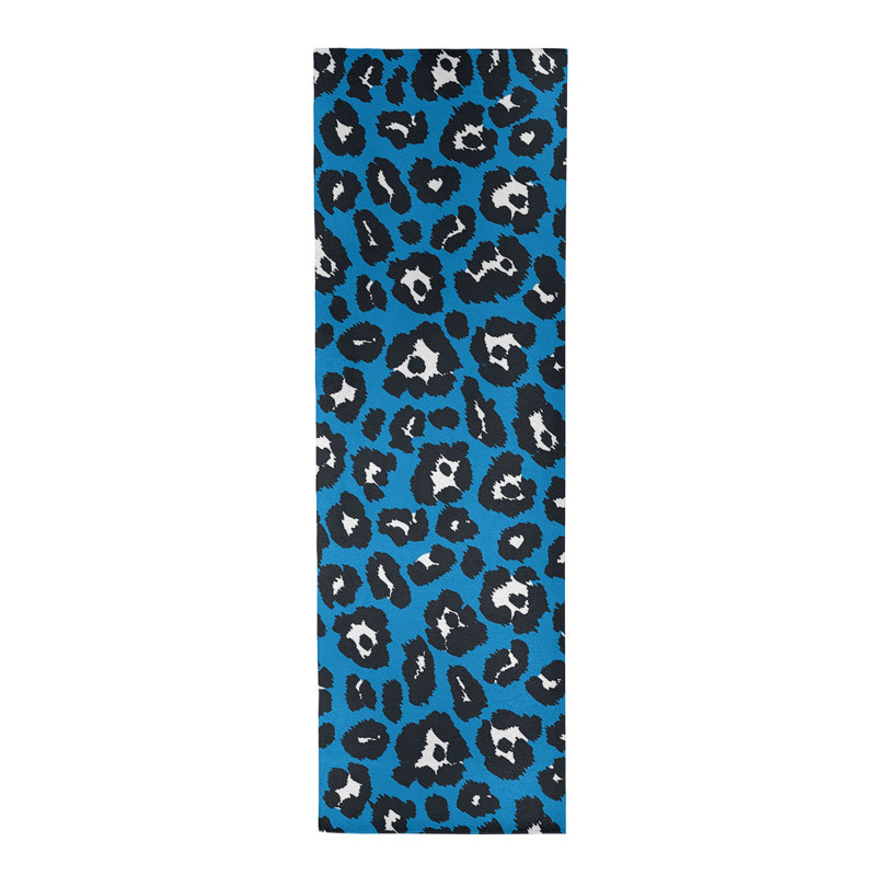 Imprimé animalier bleu/noir/Tapis décoratif blanc, Tapis de couloir 2 pi 6 po x 8 pi