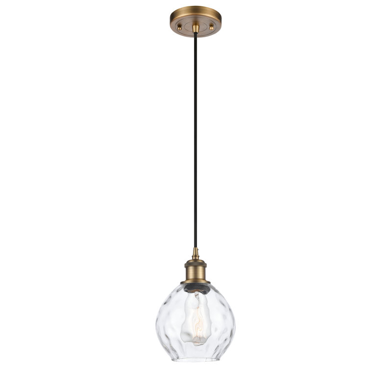 Luminaire suspendu simple à 1 lumière Jaron, Laiton brossé, Ampoule DEL 6 watts Vinage