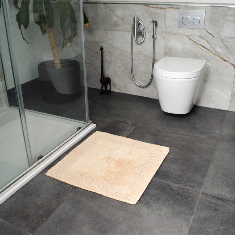 Nagelly Reversible Square Bath Mat, Stone
