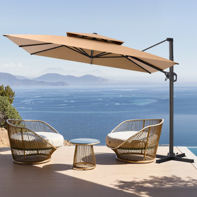 116'' X 116'' Square Patio Offset Outdoor Cantilever  Umbrella without Weighted Base