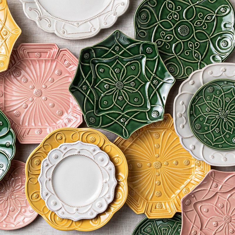 Jardins Du Monde Side/Cocktail Plate Assorted Set/4, Basil