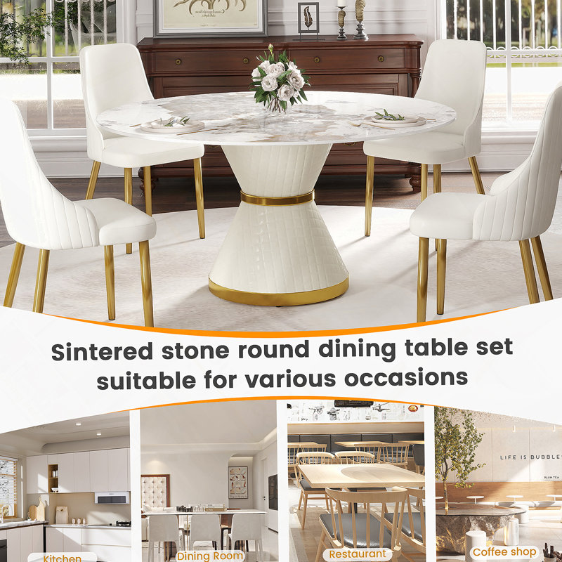 Mercer41 Modern Round Dining Table With Pedestal Base | Wayfair