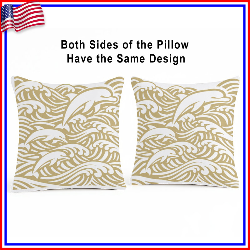 Dolphins And Ocean Waves Double Sided Throw Pillows, 20 x 20 inches