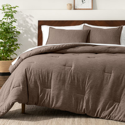 Bare Home Heathered Comforter Set - Ultra-Soft - Goose Down Alternative - All Season Warmth