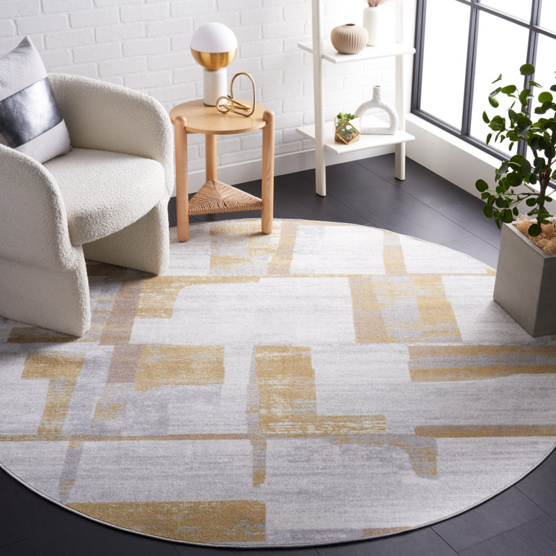 Bellay Performance Machine Washable Abstract Rug, Round 6'7"