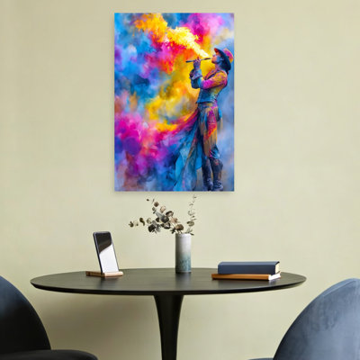«Vibrant Fire Performance», art mural abstrait coloré et audacieux